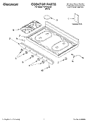 COOKTOP, LITERATURE Diagram and Parts List for TGP310LW0  Estate Range