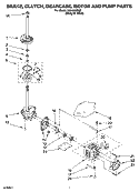 BRAKE, CLUTCH, GEARCASE, MOTOR AND PUMP PARTS Diagram and Parts List for  Inglis Washer