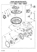 PUMP AND MOTOR PARTS Diagram and Parts List for  Whirlpool Dishwasher