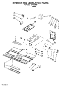 INTERIOR AND VENTILATION PARTS Diagram and Parts List for  Whirlpool Microwave