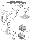 FREEZER LINER PARTS Diagram and Parts List for GD5RHAXRT00  Whirlpool Refrigerator