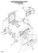 DISPENSER FRONT PARTS Diagram and Parts List for GD5PHAXMS00  Whirlpool Refrigerator