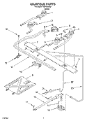 MANIFOLD Diagram and Parts List for TGP302KW0  Estate Range