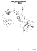 PUMP AND MOTOR PARTS Diagram and Parts List for  Whirlpool Washer