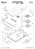 COOKTOP PARTS, OPTIONAL PARTS Diagram and Parts List for  Whirlpool Cooktop