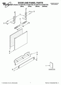 DOOR AND PANEL PARTS Diagram and Parts List for  Whirlpool Dishwasher