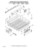 UPPER RACK AND TRACK PARTS Diagram and Parts List for  KitchenAid Dishwasher