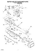 MOTOR AND ICE CONTAINER Diagram and Parts List for GD5THGXKS02  Whirlpool Refrigerator