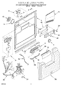 DOOR AND LATCH Diagram and Parts List for  KitchenAid Dishwasher