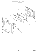 OVEN DOOR Diagram and Parts List for KEBS208DSS6  KitchenAid Wall Oven