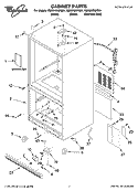 CABINET PARTS Diagram and Parts List for GB9SHDXPB01  Whirlpool Refrigerator
