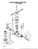 PUMP AND SPRAY ARM Diagram and Parts List for  Whirlpool Dishwasher