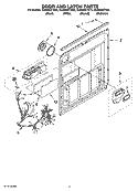 DOOR AND LATCH PARTS Diagram and Parts List for  Whirlpool Dishwasher
