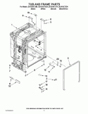 TUB AND FRAME PARTS Diagram and Parts List for  Whirlpool Dishwasher