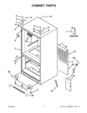 CABINET PARTS Diagram and Parts List for GX2SHBXVQ05  Whirlpool Refrigerator