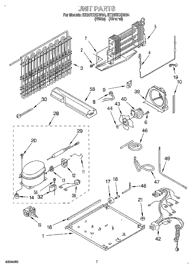 UNIT Diagram and Parts List for ET20TKXDN04  Whirlpool Refrigerator