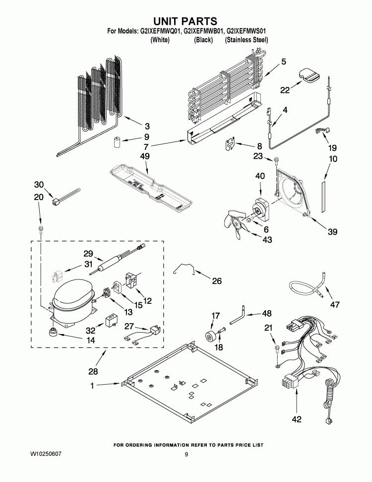 UNIT PARTS Diagram and Parts List for G2IXEFMWQ01  Whirlpool Refrigerator