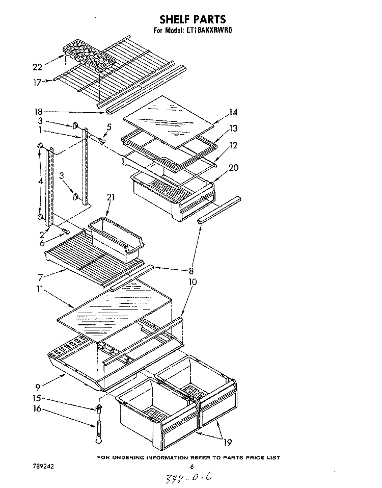 SHELF Diagram and Parts List for ET18AKXRWR0  Whirlpool Refrigerator