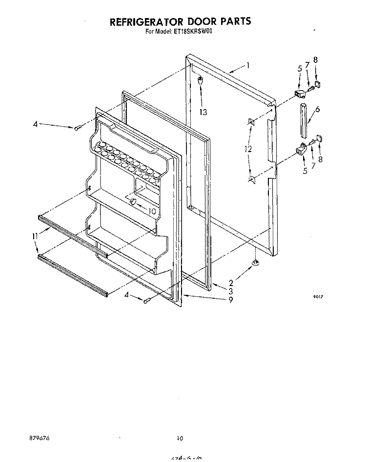 REFRIGERATOR DOOR , NOT ILLUSTRATED Diagram and Parts List for ET18SKRSW00  Whirlpool Refrigerator