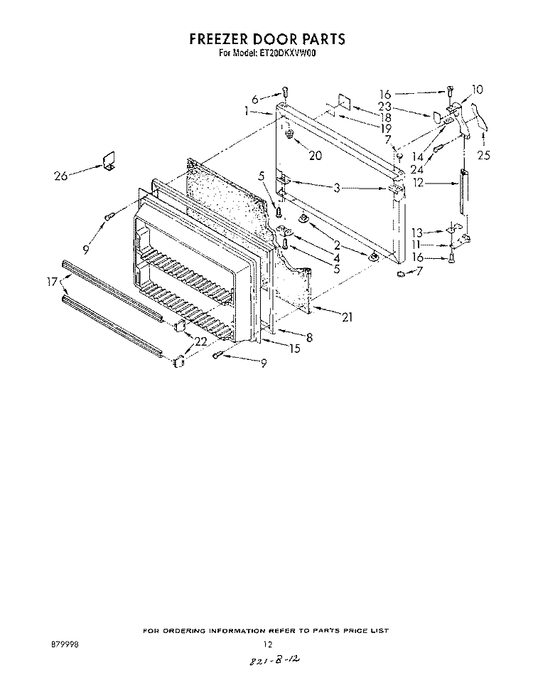 SECTION Diagram and Parts List for ET20DKXVF00  Whirlpool Refrigerator