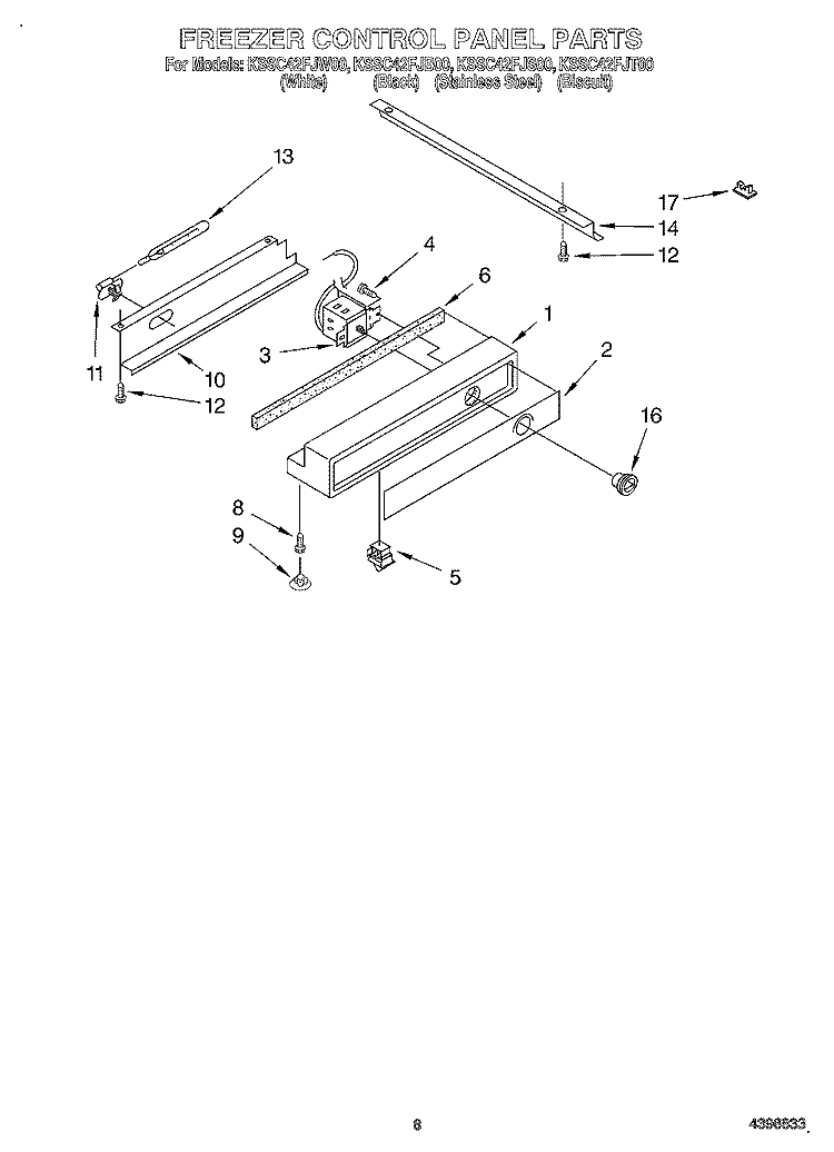 FREEZER CONTROL PANEL Diagram and Parts List for  KitchenAid Refrigerator