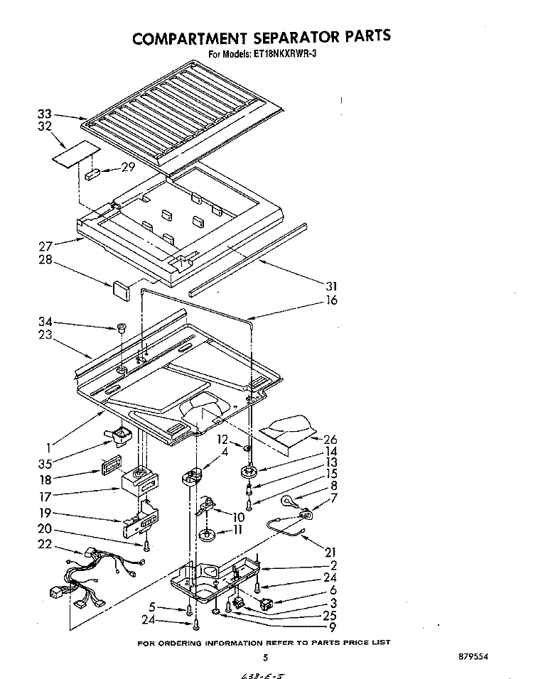 COMPARTMENT SEPARATOR Diagram and Parts List for ET18NKXRWR3  Whirlpool Refrigerator