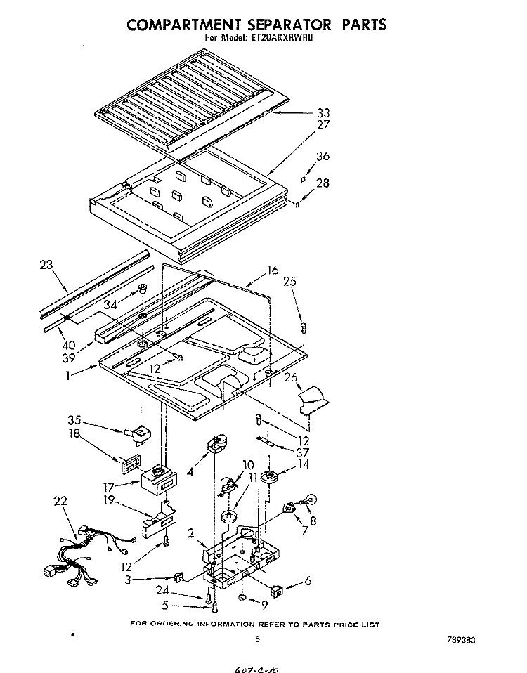 COMPARTMENT SEPARATOR Diagram and Parts List for ET20AKXRWR0  Whirlpool Refrigerator