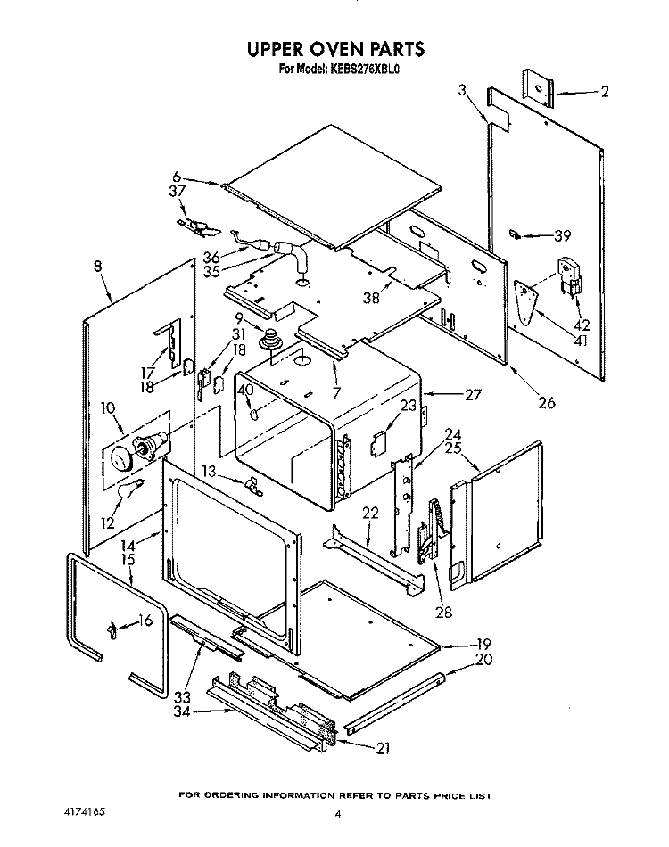 UPPER OVEN Diagram and Parts List for KEBS276XBL0  KitchenAid Wall Oven