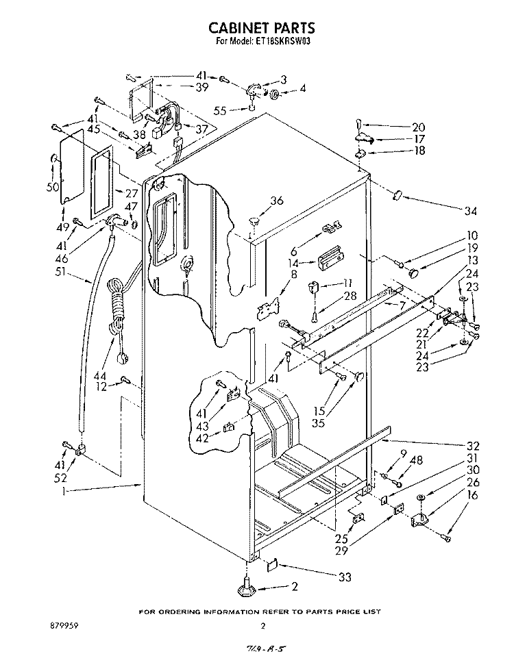CABINET Diagram and Parts List for ET18SKRSW03  Whirlpool Refrigerator