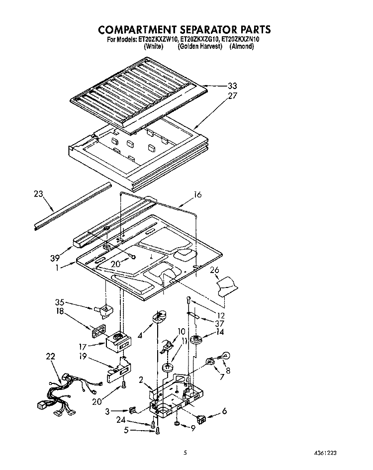 COMPARTMENT SEPARATOR Diagram and Parts List for ET20ZKXZN10  Whirlpool Refrigerator