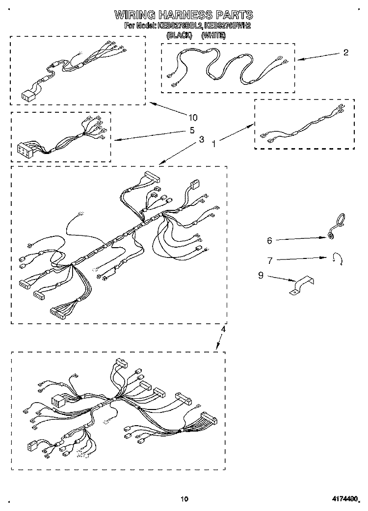 WIRING HARNESS Diagram and Parts List for KEBS276BWH2  KitchenAid Wall Oven