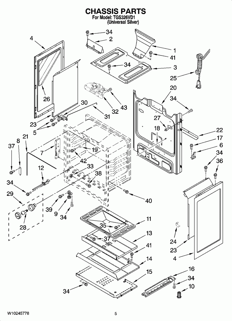 CHASSIS PARTS Diagram and Parts List for TGS326VD1  Estate Range