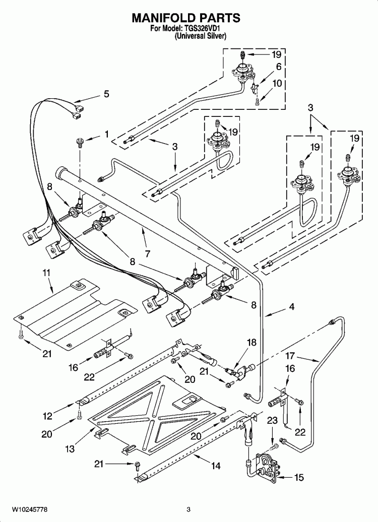 MANIFOLD PARTS Diagram and Parts List for TGS326VD1  Estate Range