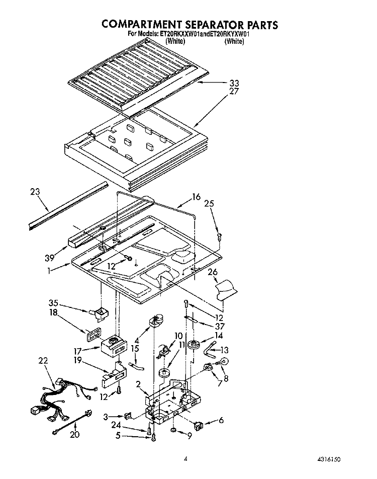 COMPARTMENT SEPARATOR Diagram and Parts List for ET20RKYXW01  Whirlpool Refrigerator
