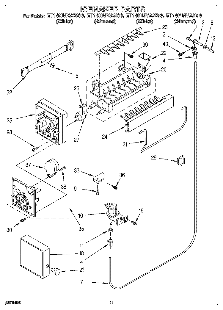 ICEMAKER, LIT/OPTIONAL Diagram and Parts List for ET18NMXAN03  Whirlpool Refrigerator
