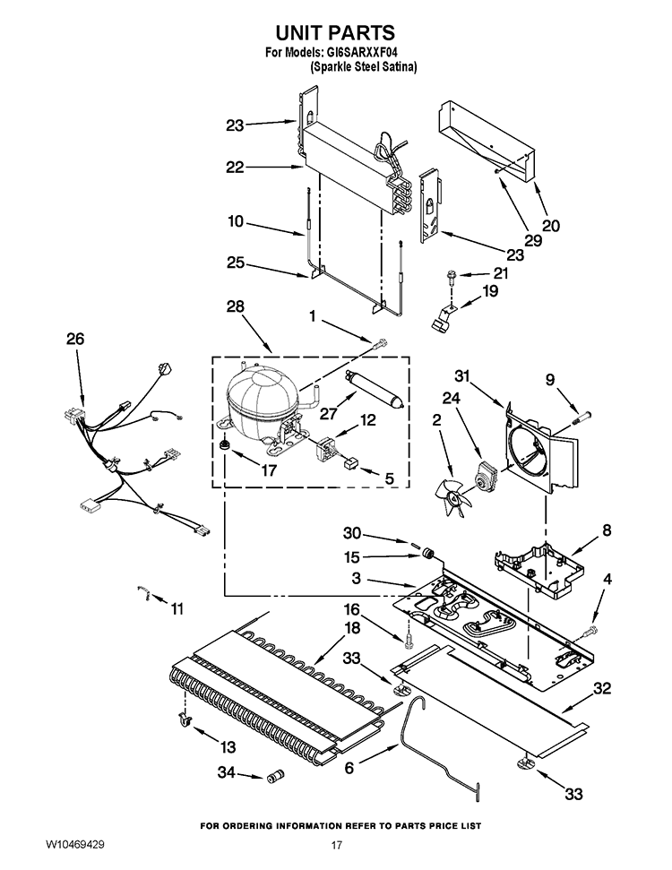 UNIT PARTS Diagram and Parts List for GI6SARXXF04  Whirlpool Refrigerator