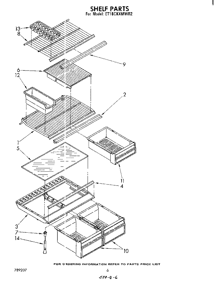 SHELF Diagram and Parts List for ET18CKXMWR2  Whirlpool Refrigerator