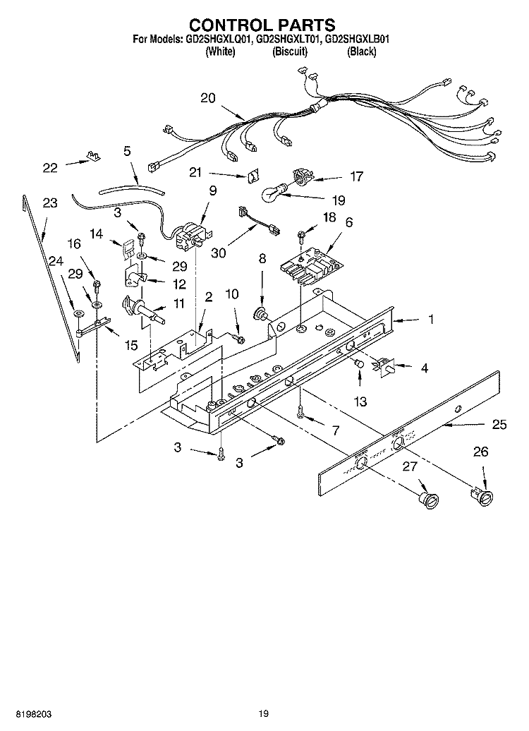 CONTROL, OPTIONAL Diagram and Parts List for GD2SHGXLB01  Whirlpool Refrigerator