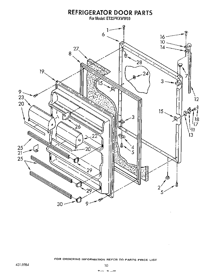REFRIGERATOR DOOR Diagram and Parts List for ET22PKXWN00  Whirlpool Refrigerator