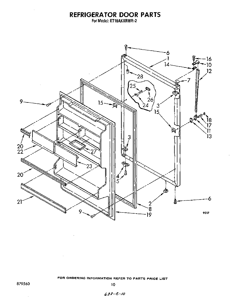 REFRIGERATOR DOOR, MISCELLANEOUS Diagram and Parts List for ET18AKXRWR2  Whirlpool Refrigerator