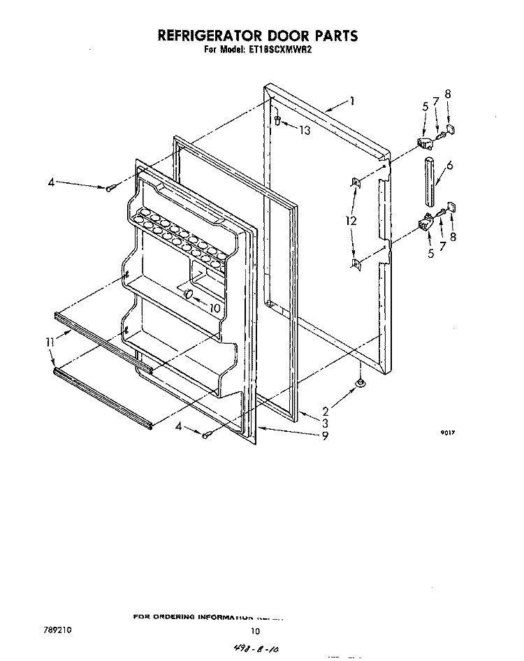 REFRIGERATOR DOOR , LIT / OPTIONAL Diagram and Parts List for ET18SCXMWR2  Whirlpool Refrigerator