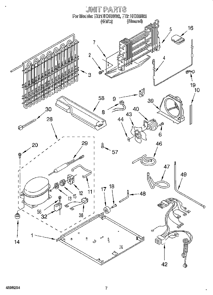 UNIT Diagram and Parts List for ET21NKXGN02  Whirlpool Refrigerator