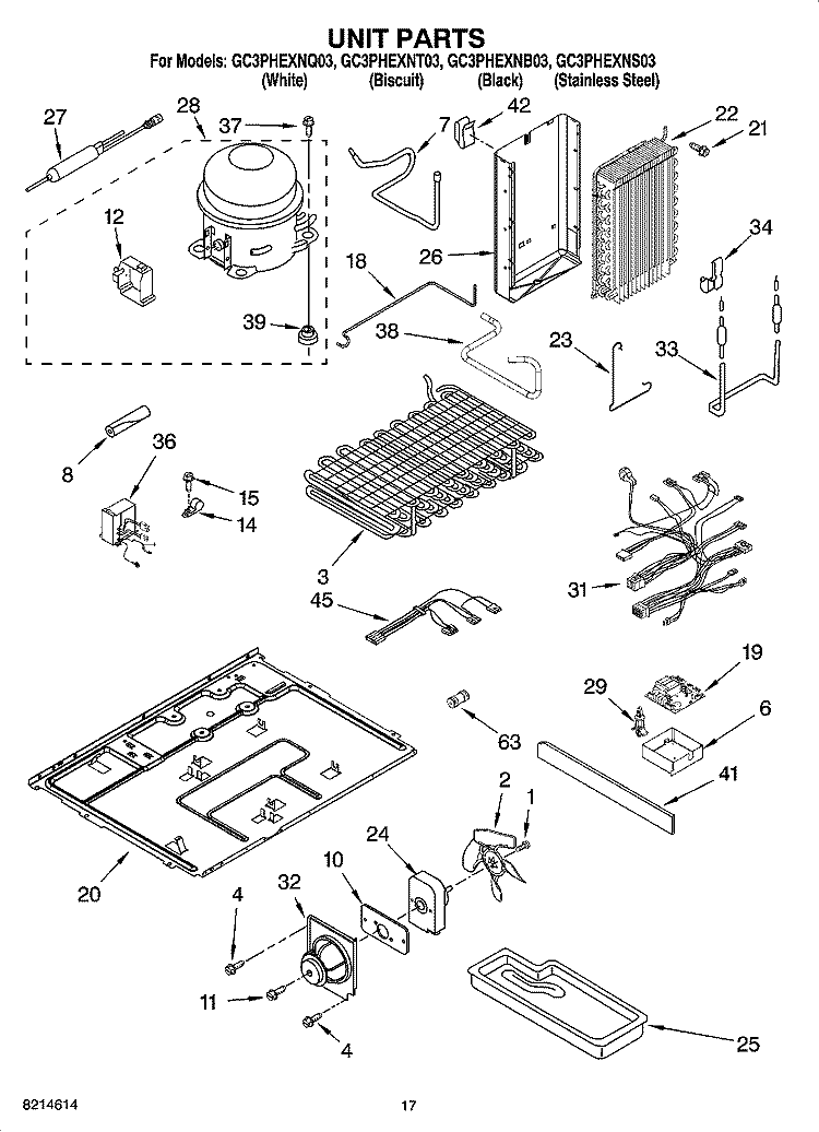 UNIT PARTS Diagram and Parts List for GC3PHEXNT03  Whirlpool Refrigerator