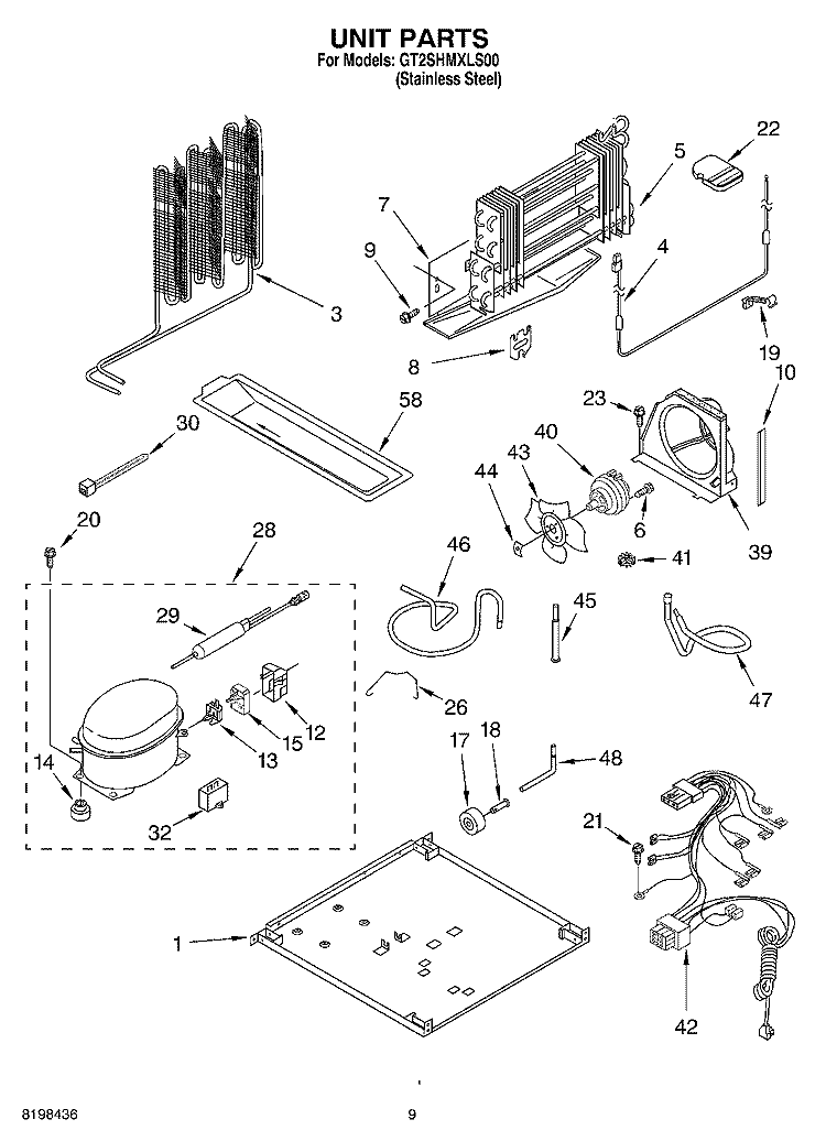 UNIT PARTS Diagram and Parts List for GT2SHMXLS00  Whirlpool Refrigerator