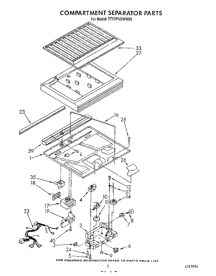 COMPARTMENT SEPARATOR Diagram and Parts List for ET22PKXWN00  Whirlpool Refrigerator