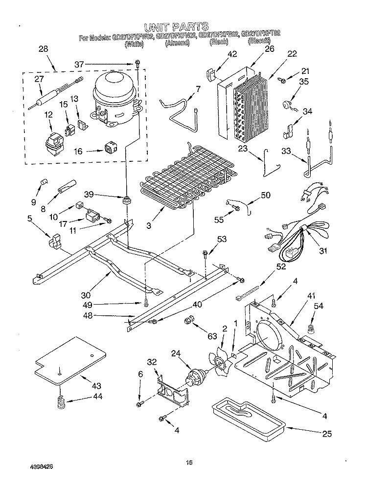 UNIT Diagram and Parts List for GD27DFXFB02  Whirlpool Refrigerator