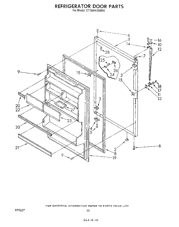 REFRIGERATOR DOOR , NOT ILLUSTRATED Diagram and Parts List for ET18AKXSW00  Whirlpool Refrigerator