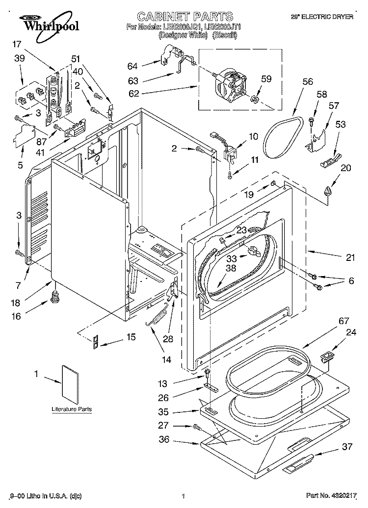 SECTION Diagram and Parts List for  Whirlpool Dryer