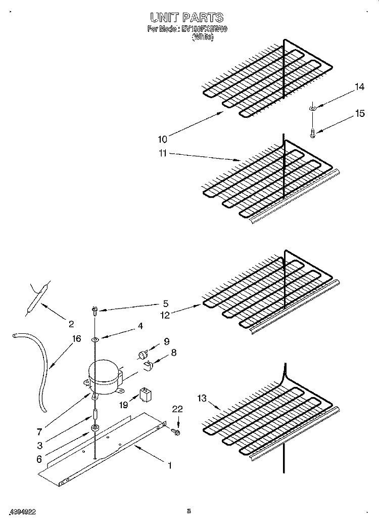 UNIT Diagram and Parts List for  Whirlpool Freezer
