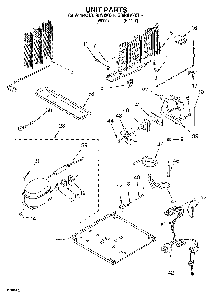 UNIT PARTS Diagram and Parts List for ET8RHMXKQ03  Whirlpool Refrigerator